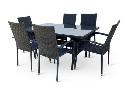 Zahradní jídelní set Haiti + 6x ratanová židle Paris