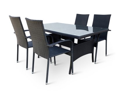 Zahradní jídelní set Haiti + 4x ratanová židle Paris