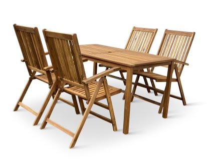 LUCY stůl + Viet polohovací židle akáciový set 1+4 (3)