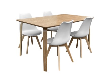 Stůl Zaha dub + 4x židle ECONOMY (4)