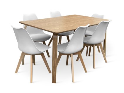 Stůl Zaha dub + 6x židle ECONOMY (4)