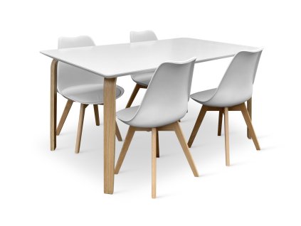 Stůl Zaha bílý + 4x židle ECONOMY (4)