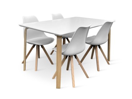 Stůl Zaha bílý + 4x židle BEECH (4)