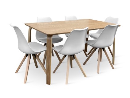 Stůl Zaha dub + 6x žildle BEECH (4)