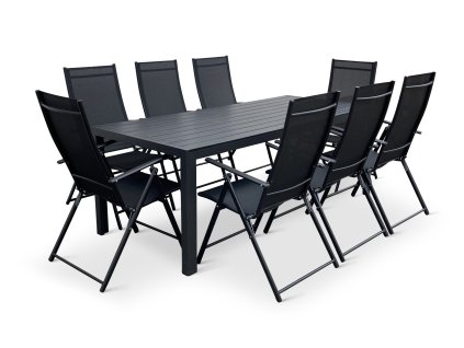 Zahradní nábytek z kovu stůl Viking XL + 8x židle Pia (1)