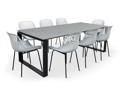 Zahradní designový set Strong + 8x židle GABY šedá (2)