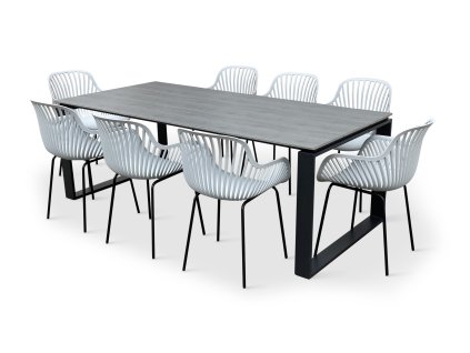 Zahradní designový set Strong + 8x křeslo GABY šedé (2)