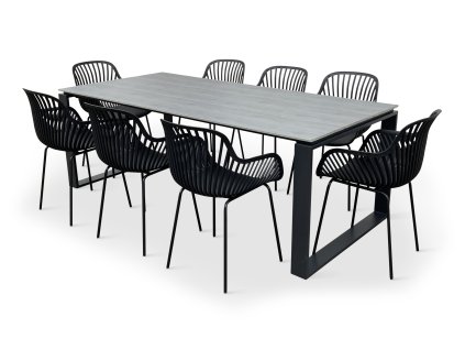 Zahradní designový set Strong + 8x křeslo GABY černé (2)