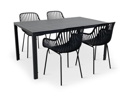 Moderní zahradní set Viking L + 4x křeslo GABY černé (4)