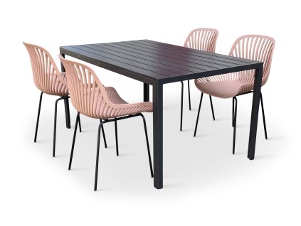 Moderní zahradní set Viking L + 4x židle GABY růžová (3)