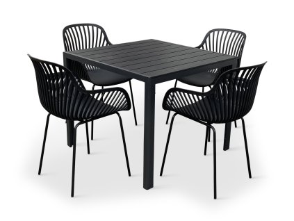 Elegantní zahradní set Viking M + 4x křeslo GABY černé (2)