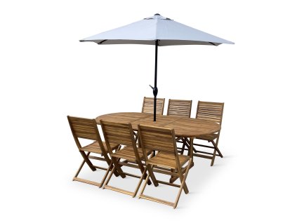 Zahradní dřevěný set stůl VIET + židle Mandy 1+6 (7)