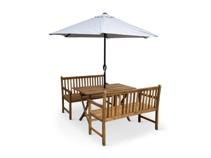 Zahradní set z akácie COPENHAGEN + 2x lavice Kory (1)