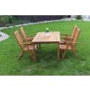 Zahradní dřevěný stůl Luc + 4x dřevěná polohovací židle Viet