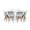 Stůl Zaha bílý +6x židle BEECH (2)