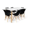 Dřevěný jídelní set Zaha bílý + 6x židle Gina černá (3)