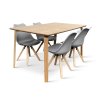 Dřevěný jídelní set Zaha dekor dub + 4x židle Gina šedá (1)