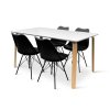 Dřevěný jídelní set Zaha bílý + 4x židle Eco černá (3)