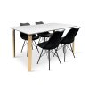 Dřevěný jídelní set Zaha bílý + 4x židle Eco černá (4)