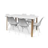 Dřevěný jídelní set Zaha bílý + 6x židle Eco bílá (3)