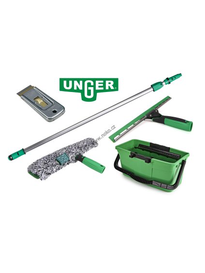 UNGER AK120 Sada na mytí oken (tyč 1,2 m, vědro, stěrka, rozmývák, škrabka)