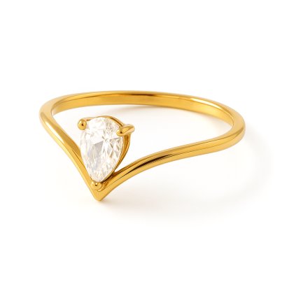 Pozlátený prsteň z chirurgickej ocele so zirkónom Liora