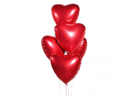♥️ 5 Red Heart Balloons