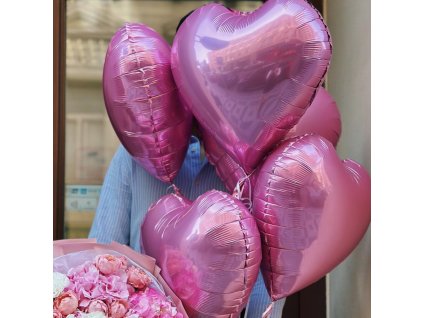 5 Pink Heart Balloons
