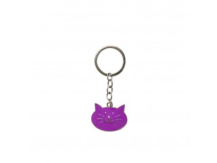 Přívěsek na klíče s kočičí hlavou (fialová)