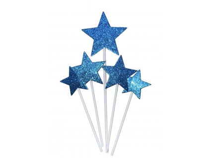 Ozdoba na dort HVĚZDY - modrá (5ks)