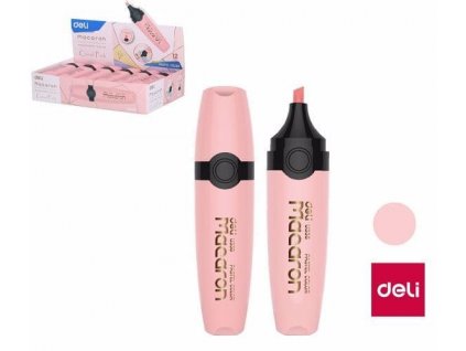 DELI Pastelový zvýrazňovač MACARON - Růžová (1 ks)