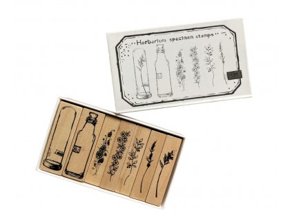 Sada dřevěných razítek Herbarium (7ks)