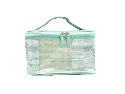 Kosmetická taška s novinovým potiskem - tyrkysová