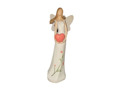 Socha anděla - růžové srdce (15cm)