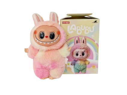 Plyšová figurka ve stylu Labubu - růžový Rainbow (V4 Rainbow edition)