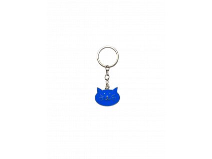 Přívěsek na klíče s kočičí hlavou (modrá)