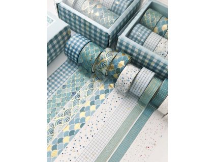 10 ks tyrkysových washi pásek - Laguna