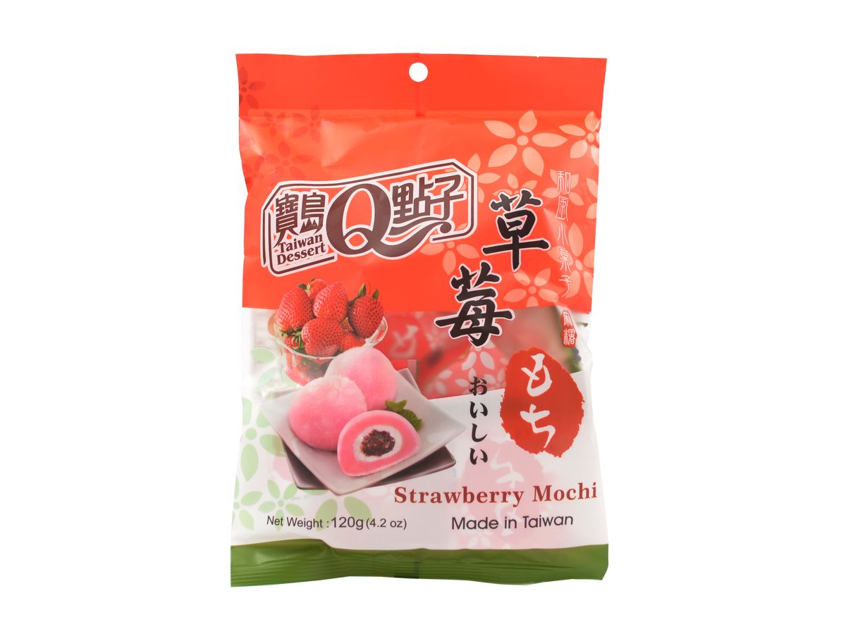 Q Brand rýžové koláčky mochi s příchutí jahody PO EXPIRACI (120g)