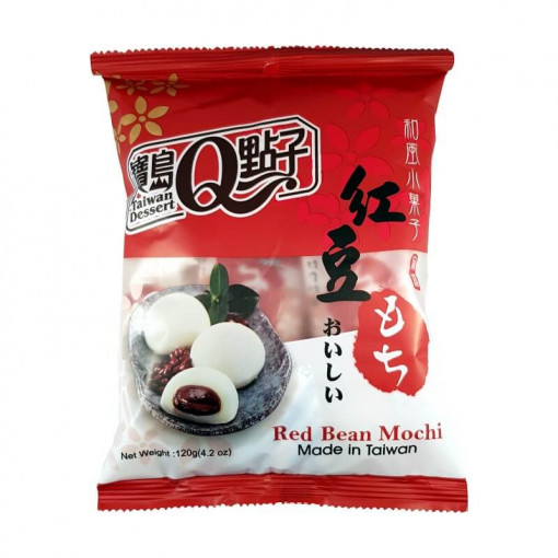 Q Brand Red Bean Mochi  - rýžové koláčky s příchutí červených fazolí (120g)