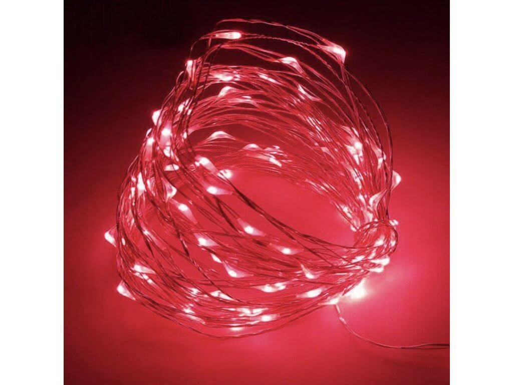 Dekorační řetěz s 20 LED diodami - 220 cm Barva: červená