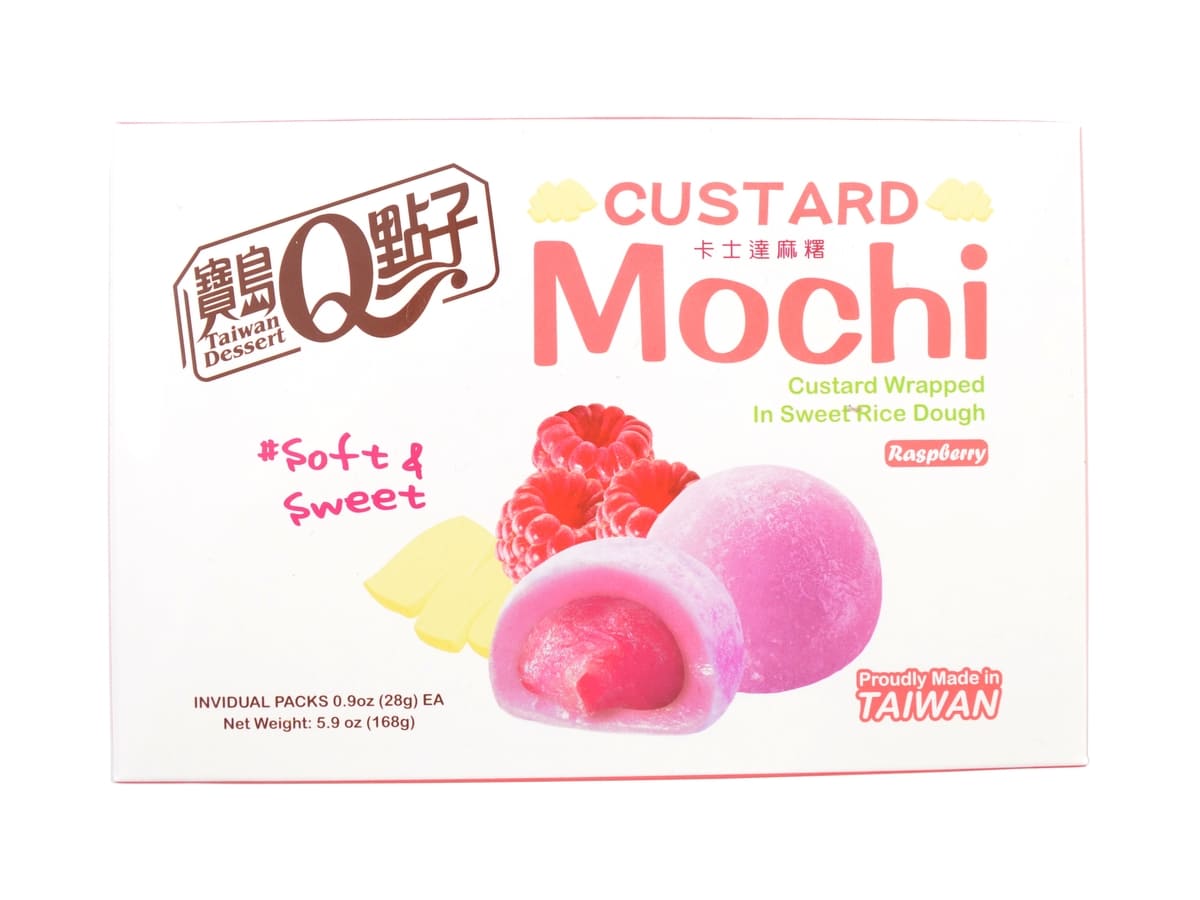 Q Brand mochi custard raspberry - malina (168g)