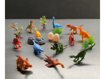 Sada malých figurek různých dinosaurů