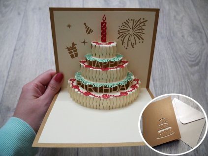 Přání k narozeninám - 3D narozeninový dort