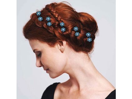 Sponky do vlasů - kytičky modré (12ks)