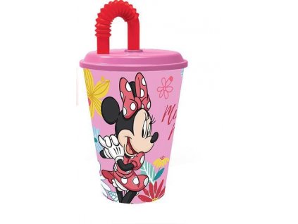 Plastový kelímek s brčkem - Minnie (430ml)