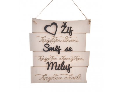 Závěsná dekorace Žij, směj se a miluj