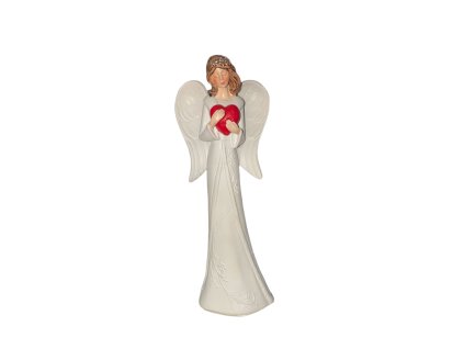 Socha anděla - červené srdce (15cm)