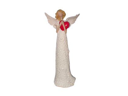 Socha anděla s červeným srdcem (25cm)