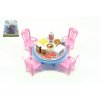 Stůl a židle s doplňky - světle růžová