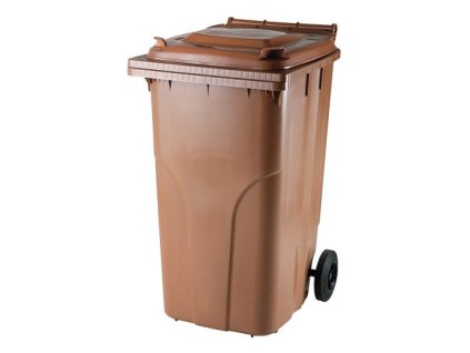 Plastová popelnice 240 litrů PVC hranatá hnědá